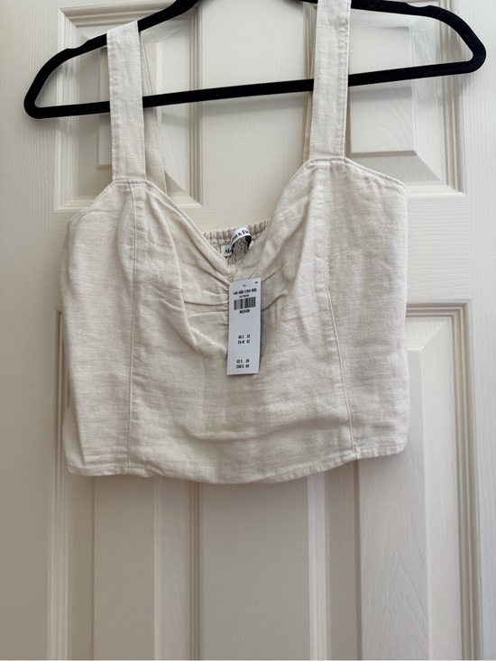 Abercrombie & Fitch Tops - Abercrombie & Fitch Cream Square-Neck Linen-Blend Crop Top